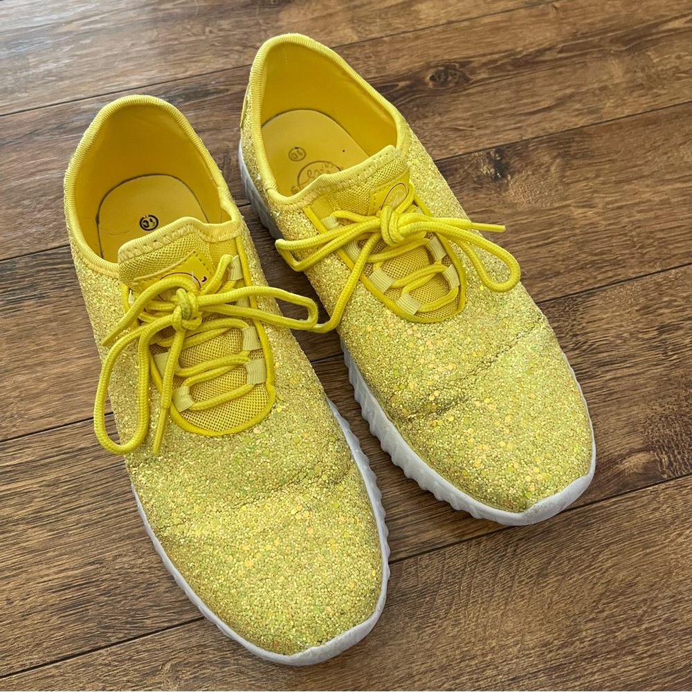 Southern Fried Chics Yellow Glitter Sneakers
